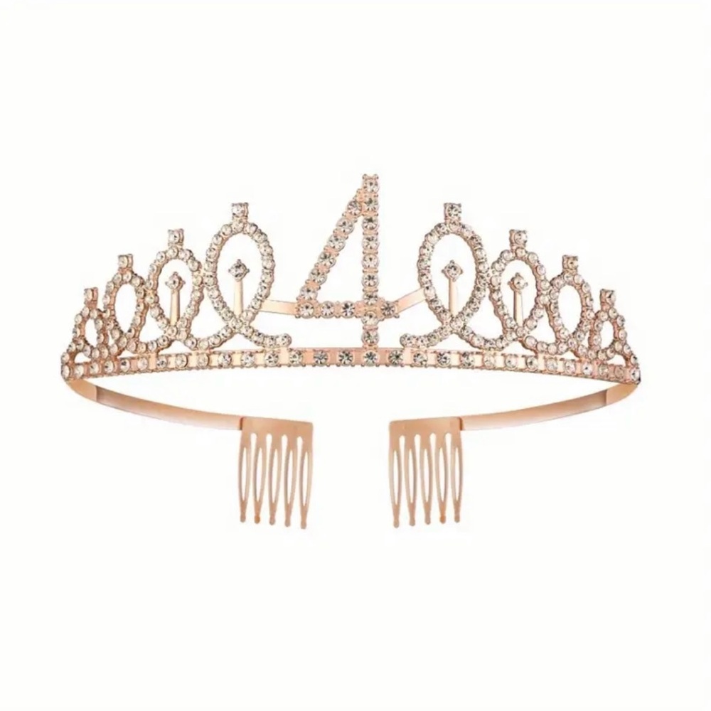 Girls 2 Piece Rose Gold Sash & Crown AGE 4